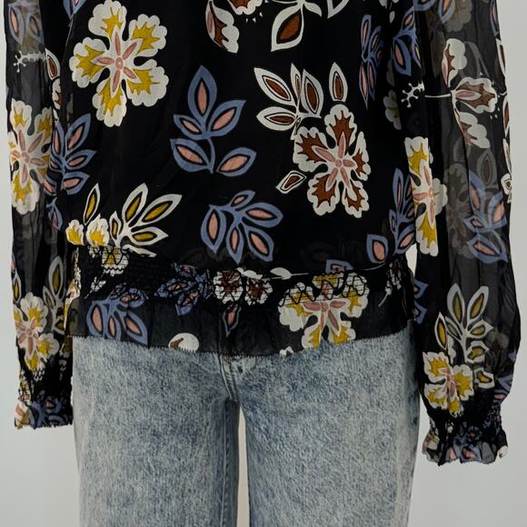 Tory Burch Indie Silk Floral Print Top Blouse Off-The-Shoulder | Size 2 - Picture 6 of 12